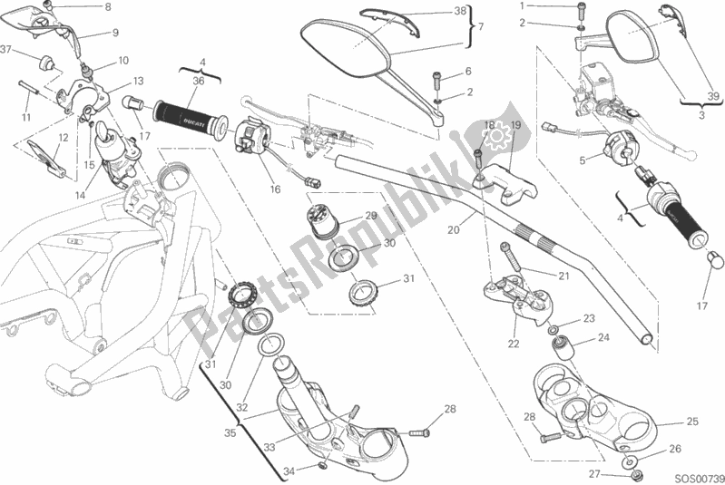All parts for the Handlebar And Controls of the Ducati Monster 821 Stripes 2015